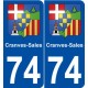 74 Cranves-Sales blason autocollant plaque stickers ville
