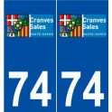 74 Cranves-Sales logo autocollant plaque stickers ville