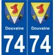 74 Douvaine blason autocollant plaque stickers ville