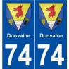 74 Douvaine blason autocollant plaque stickers ville