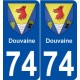 74 Douvaine blason autocollant plaque stickers ville