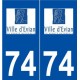 74 Évian-les-Bains logo autocollant plaque stickers ville