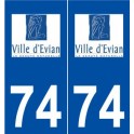 74 Évian-les-Bains logo autocollant plaque stickers ville