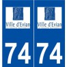 74 Évian-les-Bains logo autocollant plaque stickers ville