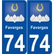 74 Faverges blason autocollant plaque stickers ville