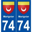 74 Marignier blason autocollant plaque stickers ville
