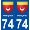 74 Marignier blason autocollant plaque stickers ville