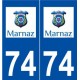 74 Marnaz logo autocollant plaque stickers ville