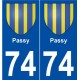 74 Passy blason autocollant plaque stickers ville