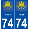 74 Poisy blason autocollant plaque stickers ville