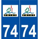 74 Poisy logo autocollant plaque stickers ville