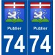 74 Publier blason autocollant plaque stickers ville
