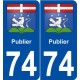 74 Publier blason autocollant plaque stickers ville