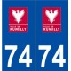74 Rumilly logo autocollant plaque stickers ville