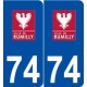 74 Rumilly logo autocollant plaque stickers ville