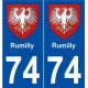 74 Rumilly blason autocollant plaque stickers ville
