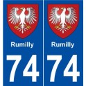 74 Rumilly blason autocollant plaque stickers ville
