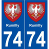 74 Rumilly blason autocollant plaque stickers ville
