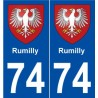 74 Rumilly blason autocollant plaque stickers ville