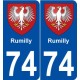 74 Rumilly blason autocollant plaque stickers ville