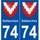 74 Sallanches blason autocollant plaque stickers ville