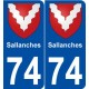 74 Sallanches blason autocollant plaque stickers ville