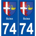 74 Sciez blason autocollant plaque stickers ville