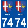74 Sciez blason autocollant plaque stickers ville