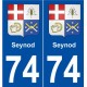 74 Seynod blason autocollant plaque stickers ville