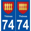 74 Thônes blason autocollant plaque stickers ville