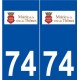 74 Thônes logo autocollant plaque stickers ville