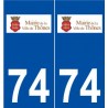 74 Thônes logo autocollant plaque stickers ville