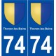 74 Thonon-les-Bains blason autocollant plaque stickers ville