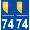 74 Thonon-les-Bains blason autocollant plaque stickers ville
