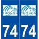 74 Thonon-les-Bains logo autocollant plaque stickers ville