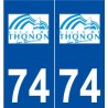 74 Thonon-les-Bains logo autocollant plaque stickers ville