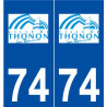 74 Thonon-les-Bains logo autocollant plaque stickers ville