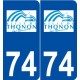 74 Thonon-les-Bains logo autocollant plaque stickers ville