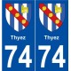 74 Thyez blason autocollant plaque stickers ville
