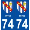 74 Thyez blason autocollant plaque stickers ville