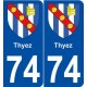 74 Thyez blason autocollant plaque stickers ville