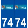 74 Thyez logo autocollant plaque stickers ville