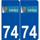 74 Thyez logo autocollant plaque stickers ville