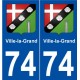 74 Ville-la-Grand blason autocollant plaque stickers ville