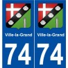 74 Ville-la-Grand blason autocollant plaque stickers ville