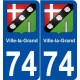 74 Ville-la-Grand blason autocollant plaque stickers ville