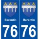 76 Barentin blason autocollant plaque stickers ville