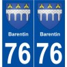 76 Barentin blason autocollant plaque stickers ville