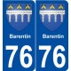 76 Barentin blason autocollant plaque stickers ville