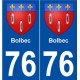 76 Bolbec blason autocollant plaque stickers ville